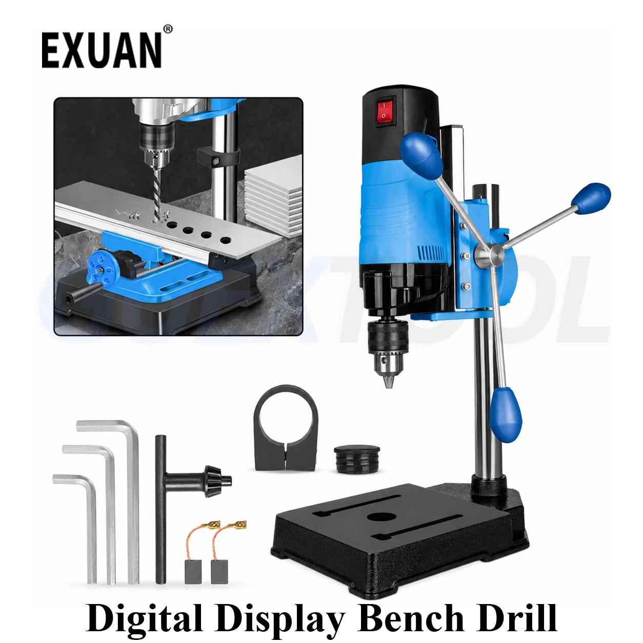 Power Tools Display - Digitale Tischbohrmaschine 1200W Hochleistungs-Präzisions-DIY-Bearbeitungs-Tischbohrer Tragbare Tischbohrmaschine