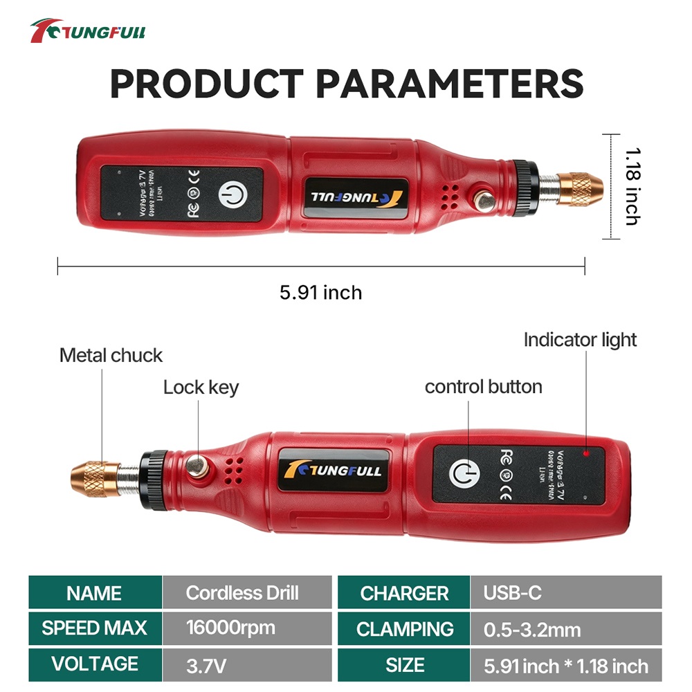 TUNGFULL 3,7 V kabelloses Rota – Power Tools Safety Bewertung und Preis